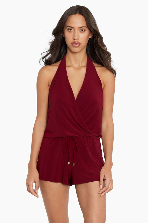 MagicSuit Solids Bianca One Piece Romper Swimsuit